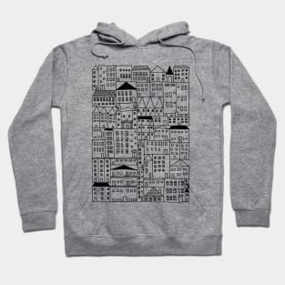 Cityscape Doodle Drawing, City Girl Gift Idea Hoodie